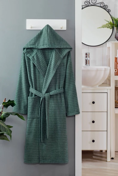 Kapüşonlu Unisex Banyo Bornozu %100 Soft Pamuklu - 5