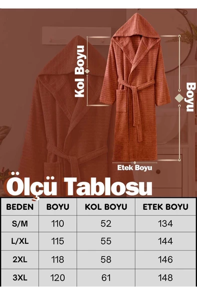 Kapüşonlu Unisex Banyo Bornozu %100 Soft Pamuklu - 12