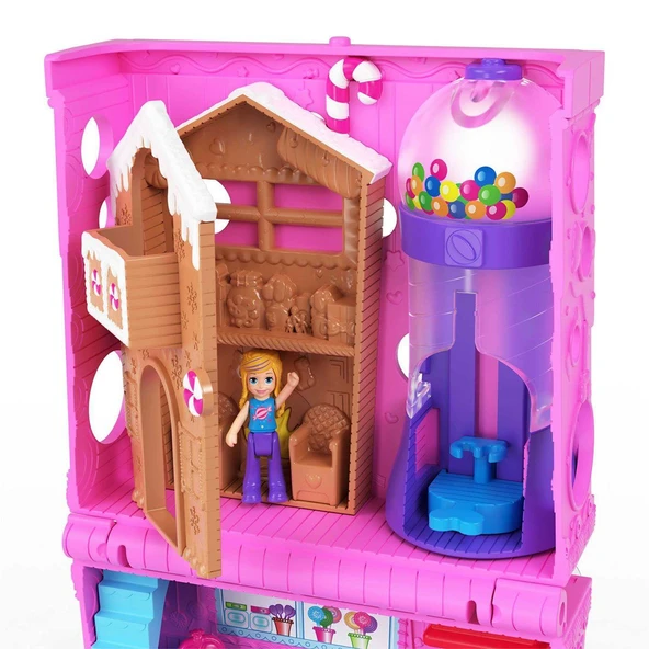HNB03 Polly Pocket Pollyville Şeker Dükkanı Oyun Seti - 3