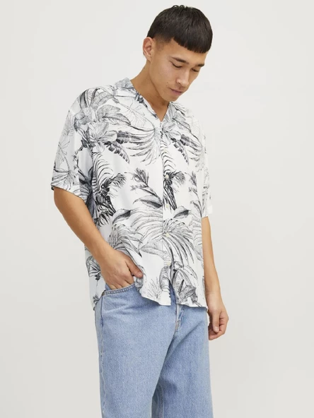 JACK JONES Erkek Kısa Kollu Çiçek Desenli Gömlek 12249210