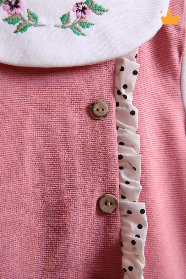 Babyhola Şık Yakası Çiçek Nakışlı Kız Bebek Çocuk Bayramlık Elbise 2337 - 9