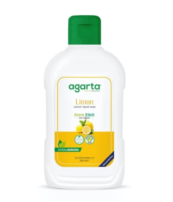 Agarta Doğal Krem Etkili Limonlu Sıvı Sabun 1500 Ml 8699943341565