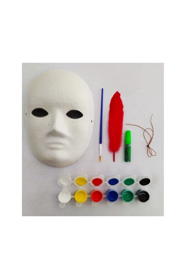 Hayal Sepeti Maske Boyama, Karton Maske Boyama Seti, 6 Lı Boya Maske Ve Fırça, Eğlenceli Aktivite - 2