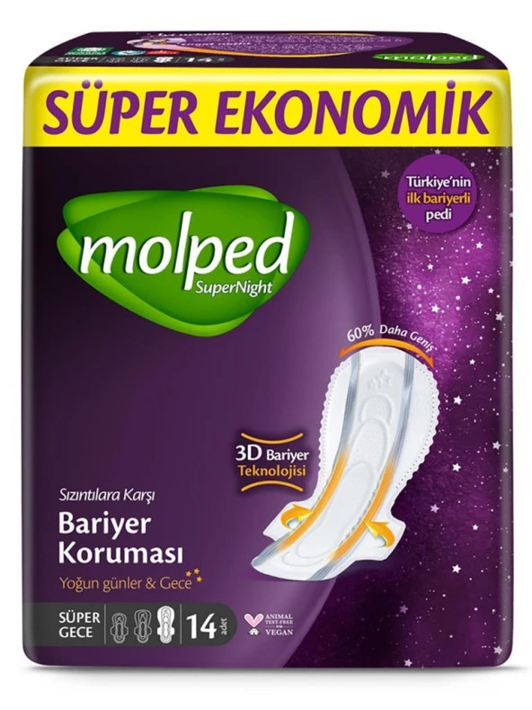 Molped SuperNight Bariyer Koruması Uzun 14 Adet Ped