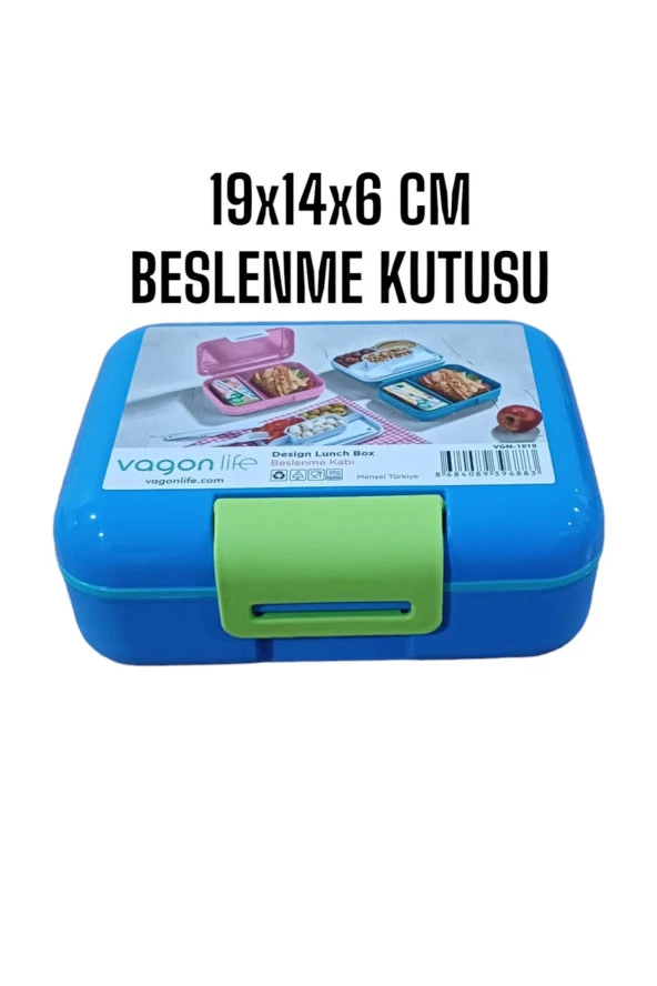 Beslenme Kutusu Çift Katlı Alt Hazne İki Bölmeli Yemek Saklama Kabı Çatal Kaşık Bıçak Set Mavi - 4