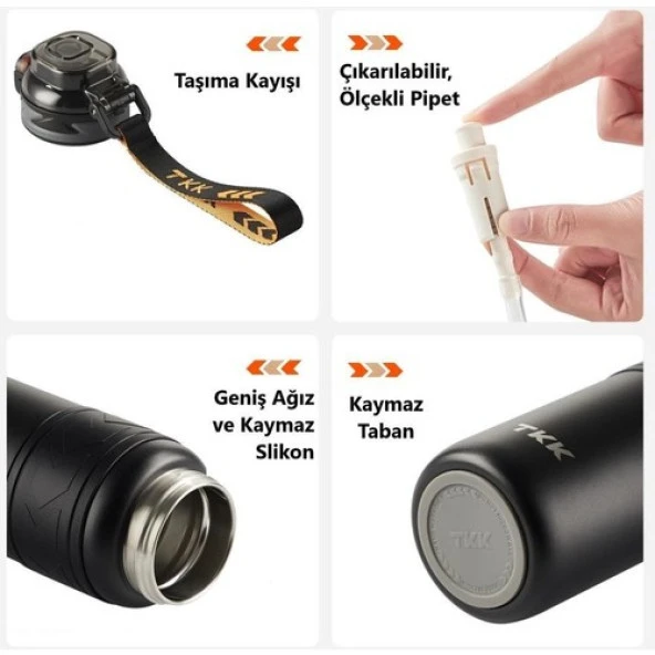 Tkk Çelik Termos Matara 500ML Siyah - 3