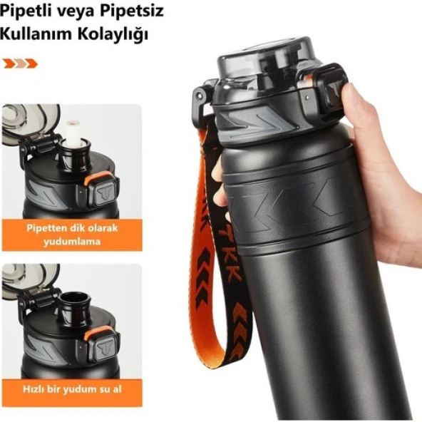 Tkk Çelik Termos Matara 500ML Siyah - 5
