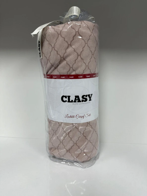 Clasy Ranforce Lastikli Çarşaf Seti Çift Kişilik Desenli Sütlü Kahve flz12