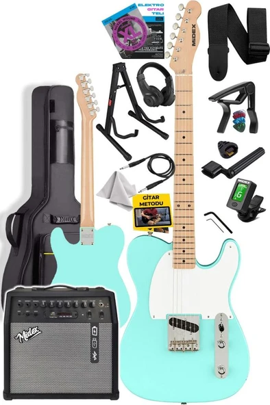 Midex TLX-50GR-50AMP Tele Kasa Maple Klavye 2 Single-Coil 50W Amfili Elektro Gitar - Resim 3