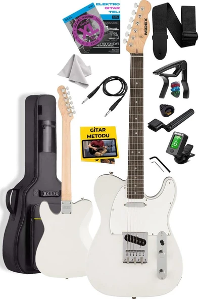 Midex TLX-50WH Tele Kasa Gül Klavye 2 Single-Coil Manyetik Elektro Gitar - Resim 2