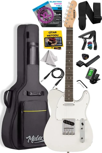 Midex TLX-50WH Tele Kasa Gül Klavye 2 Single-Coil Manyetik Elektro Gitar ürün görseli 1