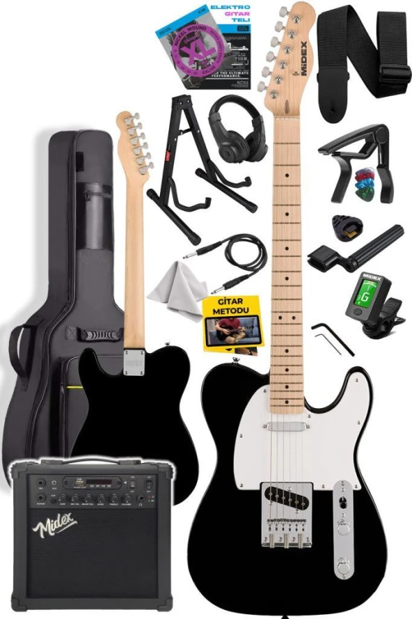Midex TLX-50WB-25AMP Tele Kasa Maple Klavye 2 Single-Coil 25W Amfili Elektro Gitar - 3