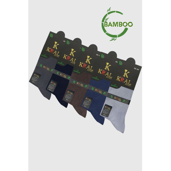 Bambu Erkek Çorap Klasik Soket Düz Uzun Yazlık Dikişsiz 5'li Kutulu Premium Set - 3