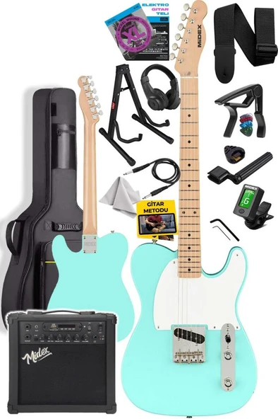 Midex TLX-50GR-25AMP Tele Kasa Maple Klavye 2 Single-Coil 25W Amfili Elektro Gitar - Resim 3