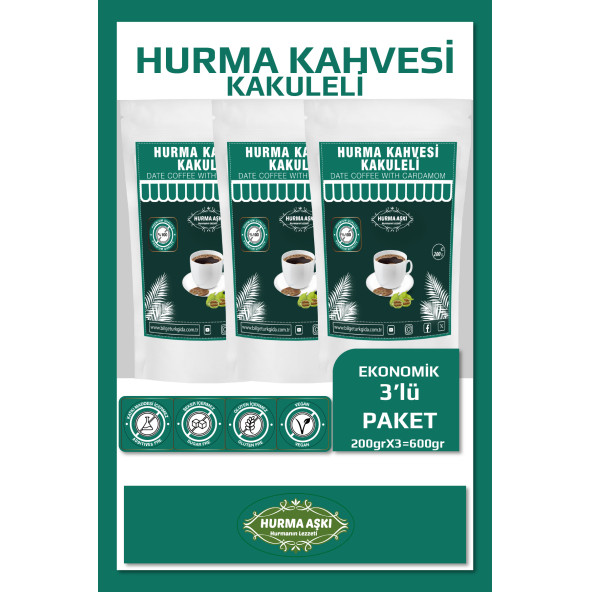 Hurma Aşkı Hurma Kahvesi Kakuleli 3X200 Gr