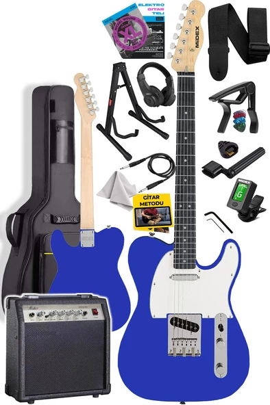 Midex TLX-50BL-30AMP Tele Kasa Maple Klavye 2 Single-Coil 30W Amfili Elektro Gitar - 2