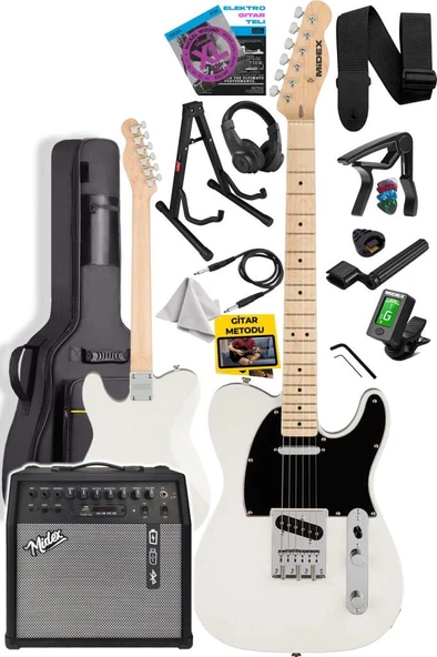 Midex TLX-50CR-50AMP Tele Kasa Maple Klavye 2 Single-Coil 50W Amfili Elektro Gitar - Resim 3