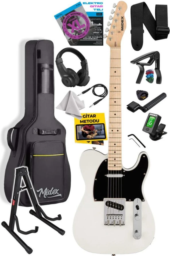 Midex TLX-50CR-ST Tele Kasa Maple Klavye 2 Single-Coil Manyetik Elektro Gitar