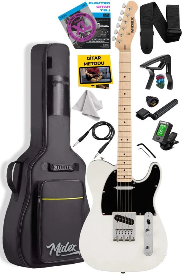 Midex TLX-50CR Tele Kasa Maple Klavye 2 Single-Coil Manyetik Elektro Gitar
