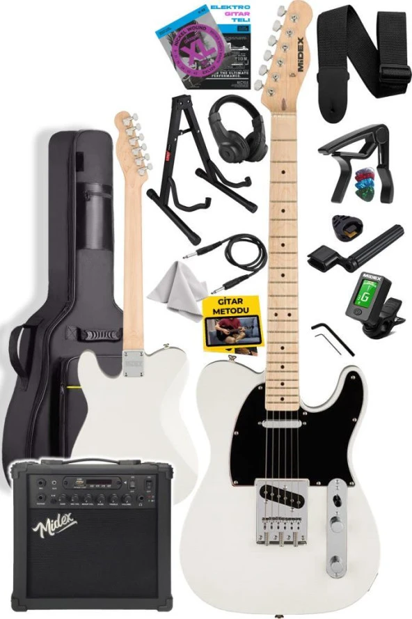 Midex TLX-50CR-25AMP Tele Kasa Maple Klavye 2 Single-Coil 25W Amfili Elektro Gitar - 2