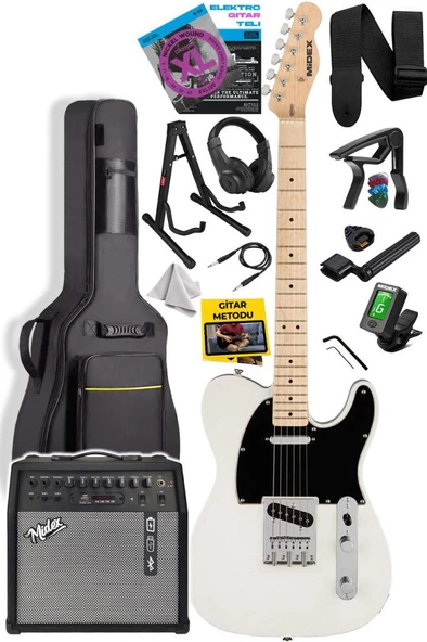 Midex TLX-50CR-50AMP Tele Kasa Maple Klavye 2 Single-Coil 50W Amfili Elektro Gitar ürün görseli 1