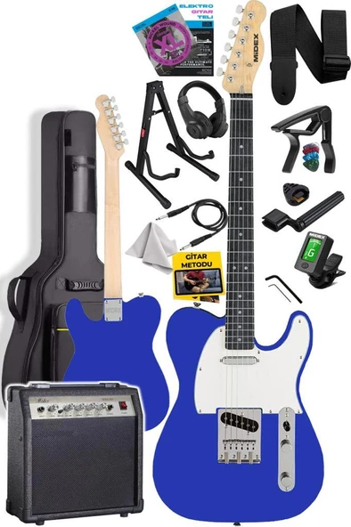 Midex TLX-50BL-30AMP Tele Kasa Maple Klavye 2 Single-Coil 30W Amfili Elektro Gitar - Resim 2