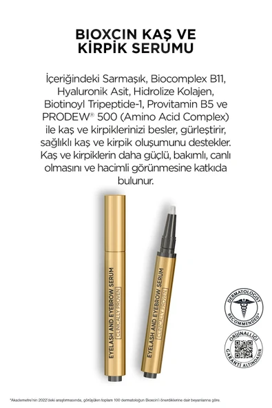 Bioxcin Kaş Kirpik Serumu - Kolajen Hyaluronik Asit Hint Yağı Keratin Peptidleri B5 Biocomplex B11 - Resim 7