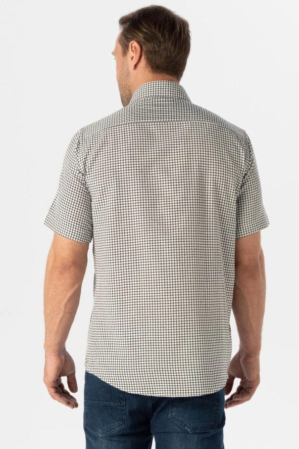 Kısa Kol Regular Kalıp Kareli Gömlek - Resim 3