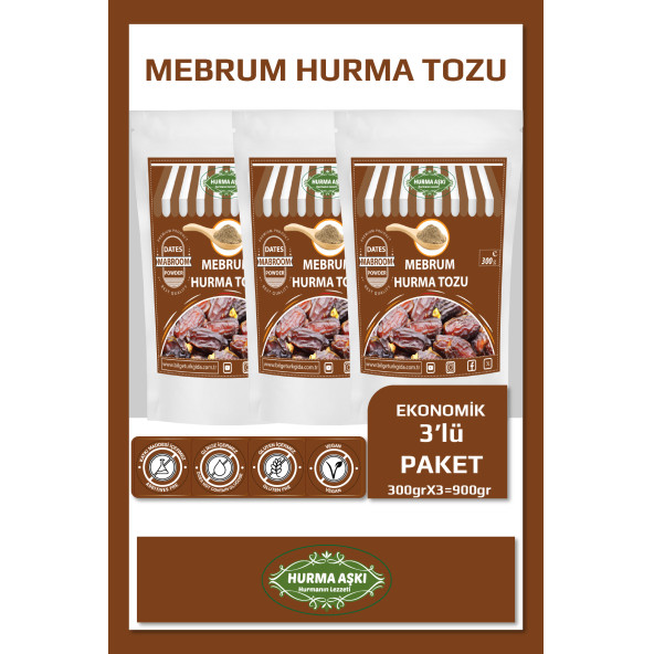 Hurma Aşkı Hurma Tozu Mebrum 3X300 Gr