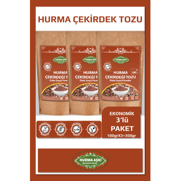 Hurma Aşkı Hurma Çekirdeği Tozu 3X100 Gr