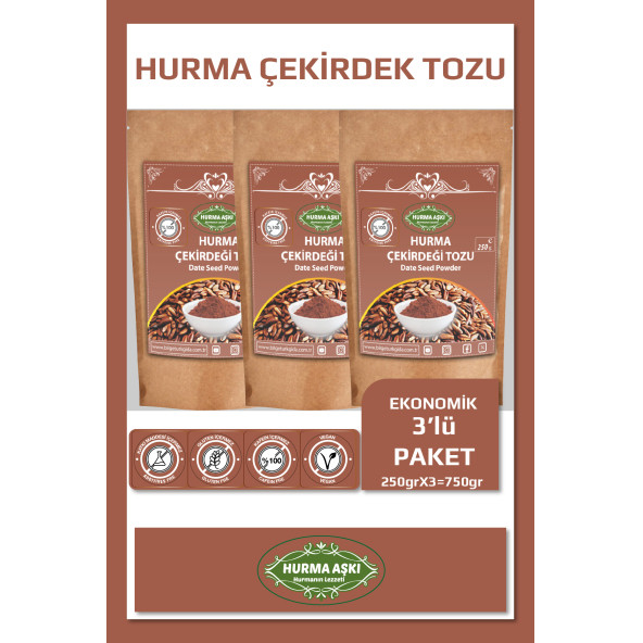 Hurma Aşkı Hurma Çekirdeği Tozu 3X250 Gr
