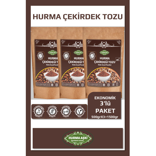 Hurma Aşkı Hurma Çekirdeği Tozu 3X500 Gr