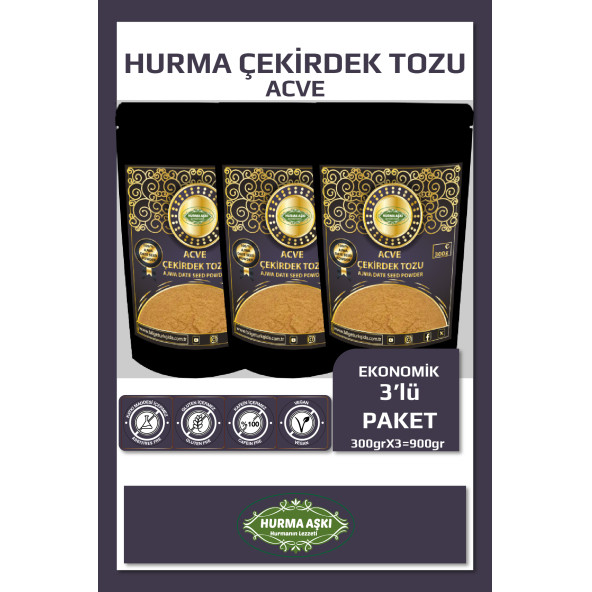 Hurma Aşkı Acve Hurma Çekirdeği Tozu 3X300 Gr