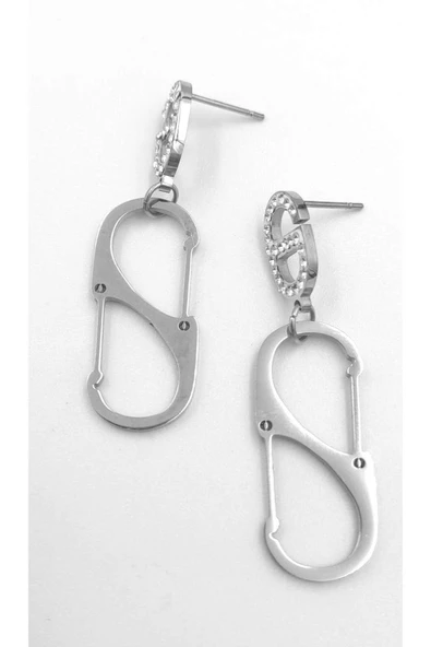 Gümüş Renk Figürlü Çelik Küpe ürün görseli 1