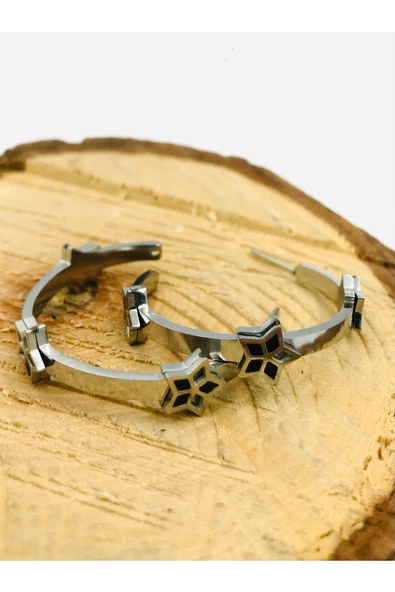 Gümüş Renk Figürlü Çelik  Küpe ürün görseli 1