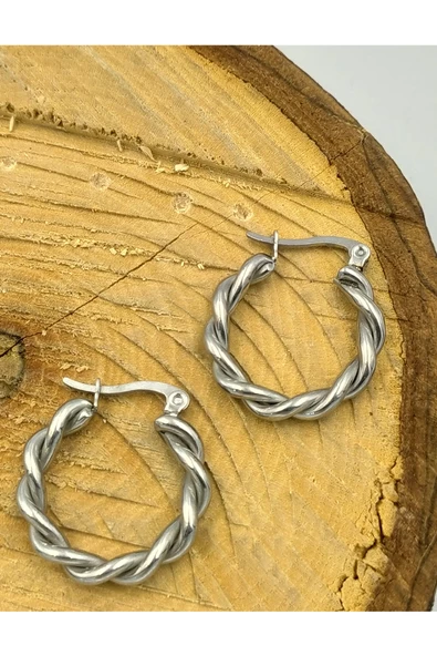 Gümüş Renk Figürlü Çelik  Küpe ürün görseli 1