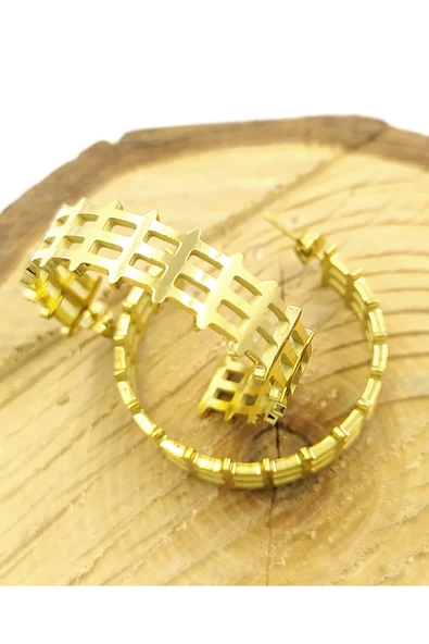 Gold Renk Figürlü Çelik  Küpe ürün görseli 1