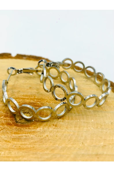 Gümüş Renk Figürlü Çelik  Küpe ürün görseli 1