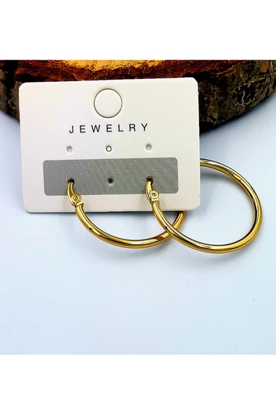Çelik Gold Renk  Halka Küpe Çap 2,5 cm ürün görseli 1