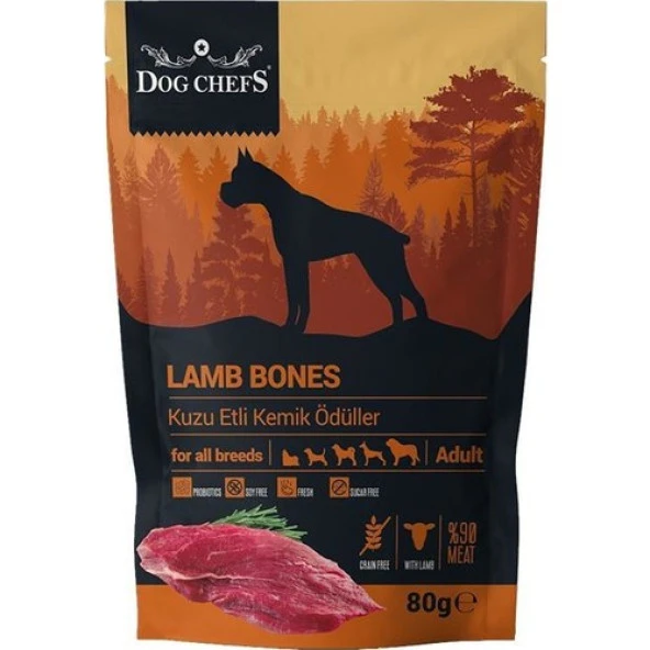 Dog Chefs Lamb Bones 80 gr (Kuzu Etli Köpek Ödülü) Skt: 10/2025