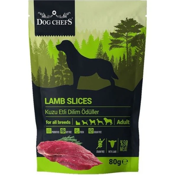 Dog Chefs Lamb Slices 80 gr (Kuzu Etli Dilim Köpek Ödülü)