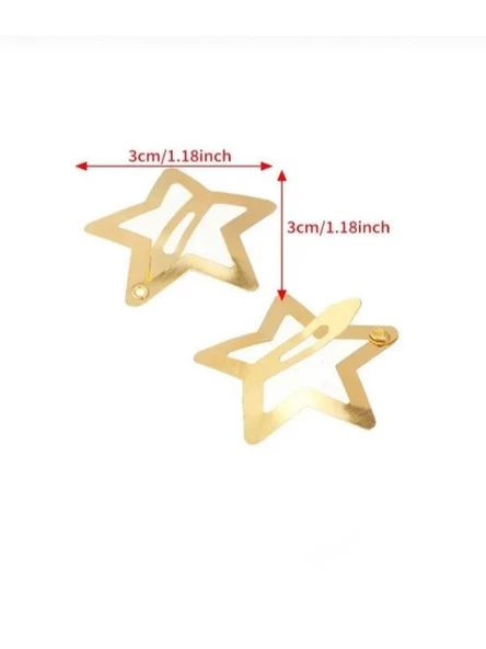 5'li Yıldızlı Sarı Çıtçıt Toka Gold Renk Metal Yıldız Toka 3 cm - 2