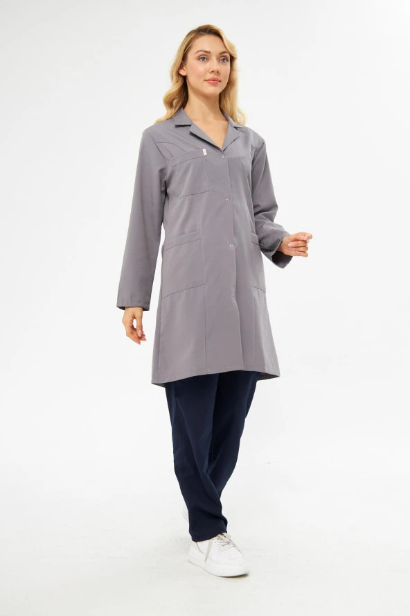 Hastane Önlüğü Alpaka Bayan Gri - 5