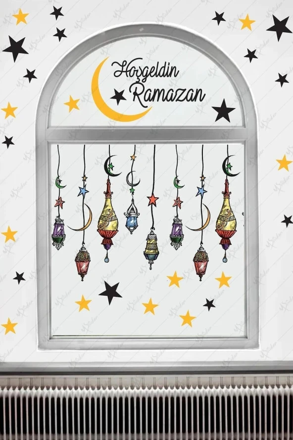 Hoşgeldin Ramazan Cam Duvar Sticker Seti - Ramazan Kutlama Çocuk Stickerı - Ramazan Süsleri