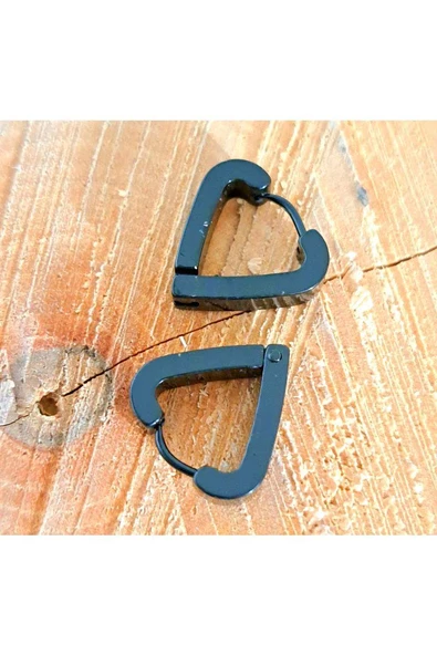 Çelik Üçgen Siyah Unisex Küpe ürün görseli 1