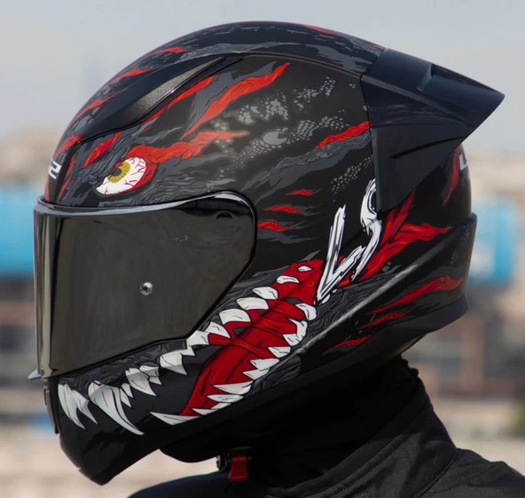 LS2 Rapıd 2 Race Kaıju Fullface Motosiklet Kaskı Gri Camlı ürün görseli