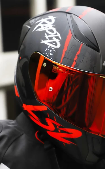 LS2 RAPID 2 RACE RAVEN MAT SİYAH-KIRMIZI KAPALI MOTOSİKLET KASKI KIRMIZI CAMLI - 3