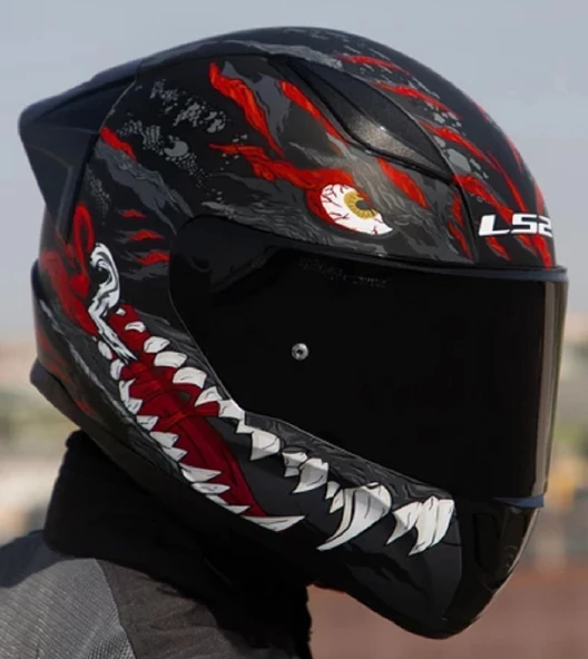 LS2 Rapıd 2 Race Kaıju Fullface Motosiklet Kaskı Siyah Camlı ürün görseli