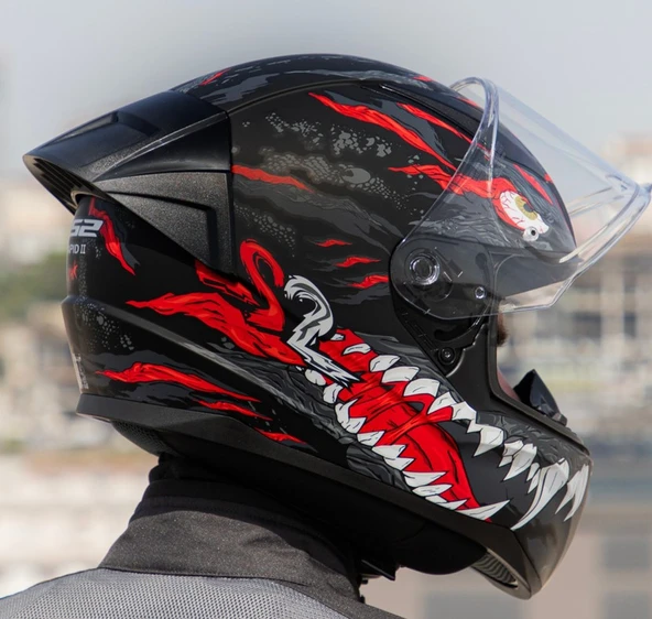LS2 Rapıd 2 Race Kaıju Fullface Motosiklet Kaskı - 4