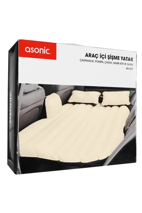 AsonicAs-a27 Elektrikli Çakmak Pompa+yastık Tamir Seti+çanta Hediyeli Araç Içi Şişme Yatak - 36193 - 2